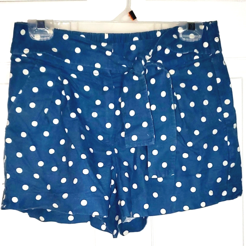 Vintage look J. Crew blue white polka dot shorts 0 Elastic waist